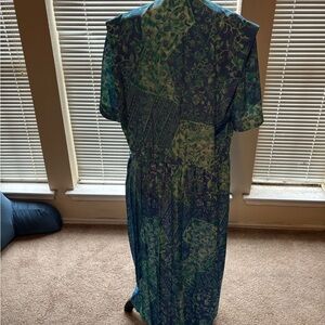 Vintage Floral Blue and Green Dress